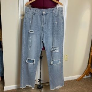 Like New Distressed Light Wash Blue Jeans  Women’s Sz XXL